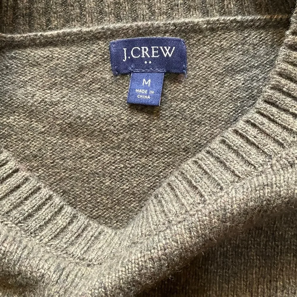 J.Crew Men’s Medium Lambswool Blend Crewneck Sweater Olive Green Nylon Wool